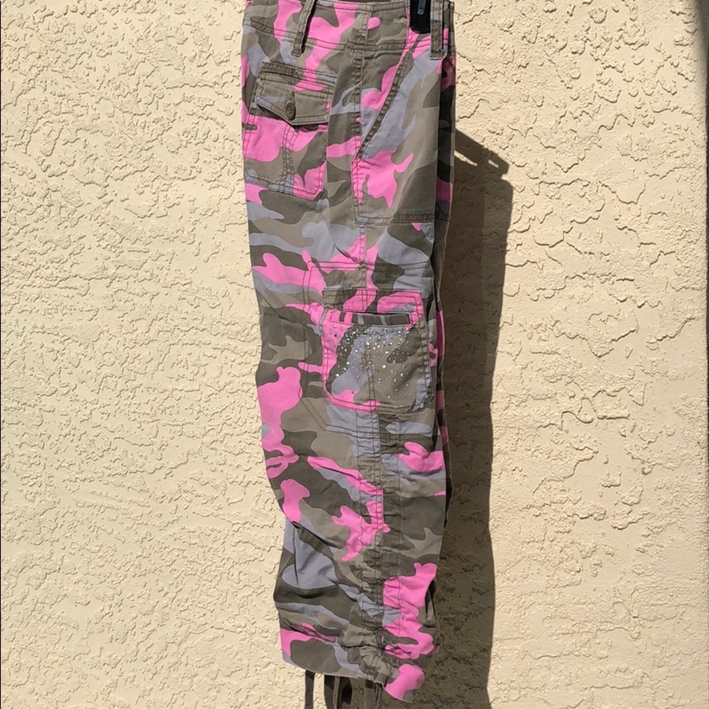 INC Pink Camo Cropped Rhinestone Studded Pants
